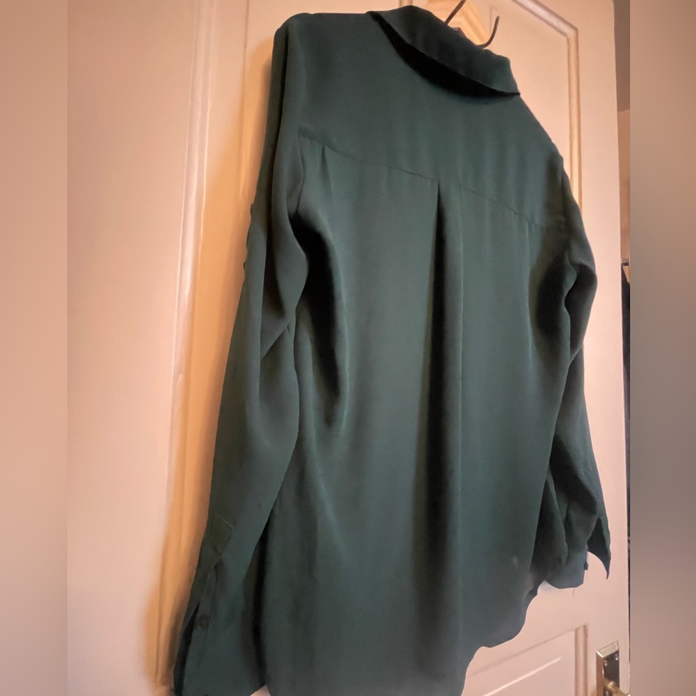 Express Long-Sleeve Button Front Button Green Blo… - image 12